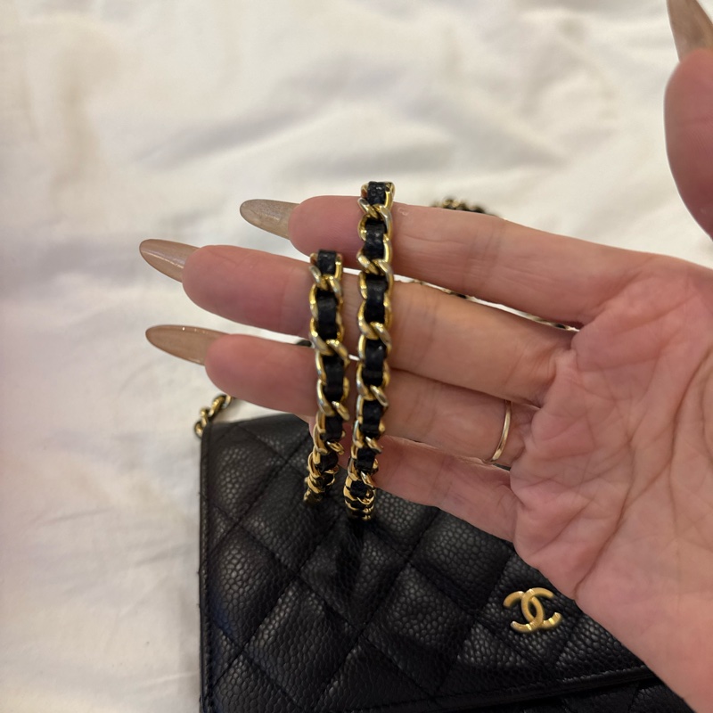 chanel黑金荔枝牛皮woc-7