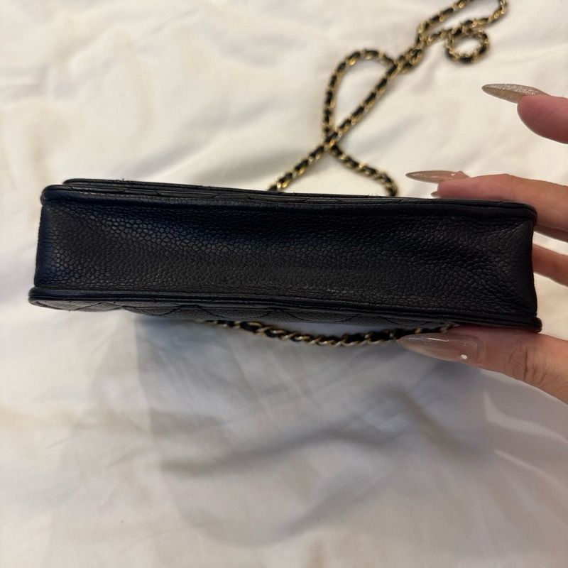 chanel黑金荔枝牛皮woc-15