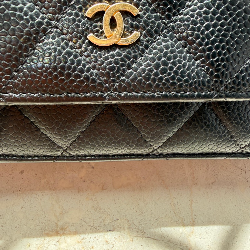 chanel黑金荔枝牛皮woc-27
