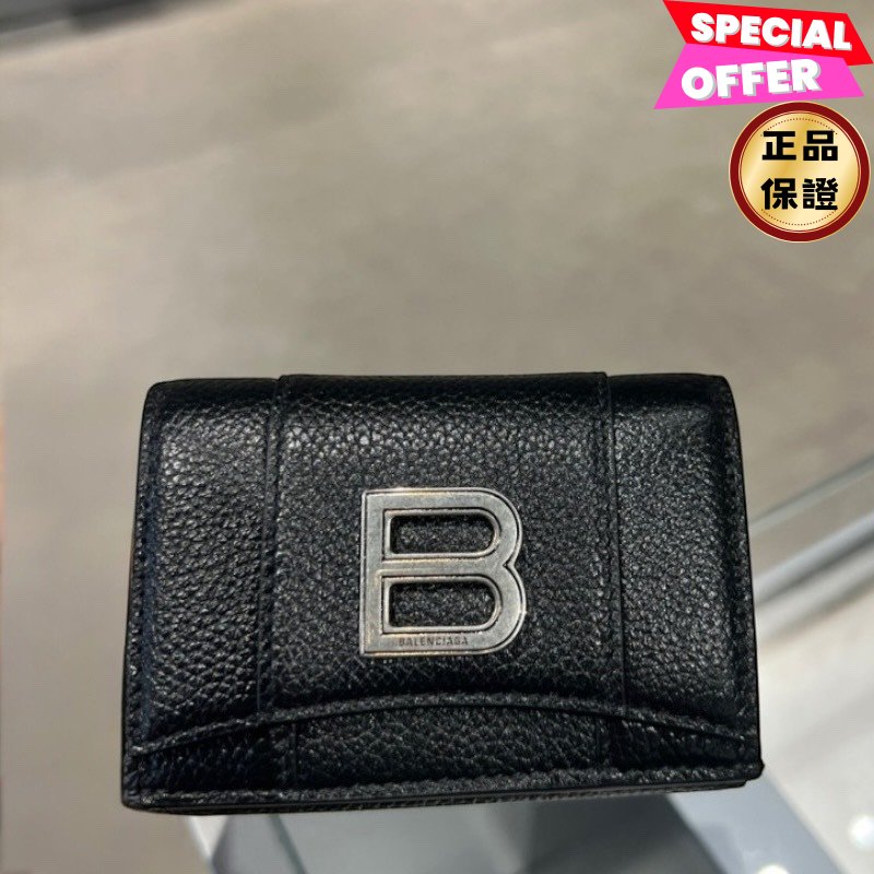 🎉新品好折扣✨Balenciaga 600212 Hourglass 沙漏迷你錢包短夾 黑色-0