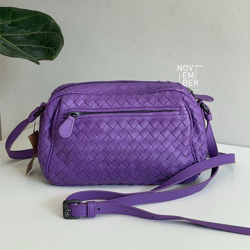 95新🩷 Bottega Veneta BV 紫色編織斜背包-0