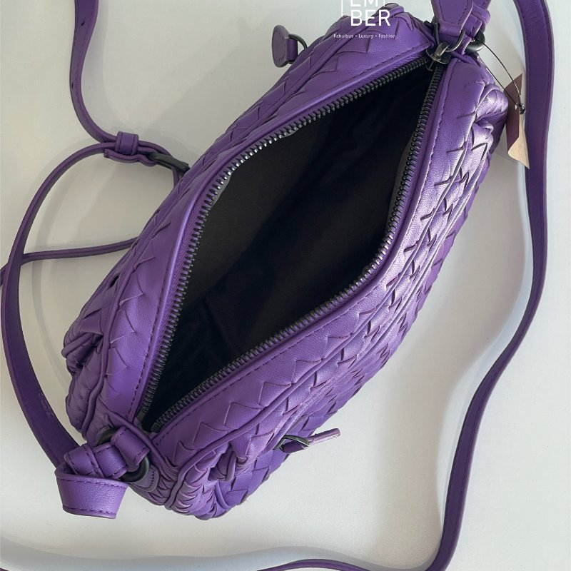 95新🩷 Bottega Veneta BV 紫色編織斜背包-6