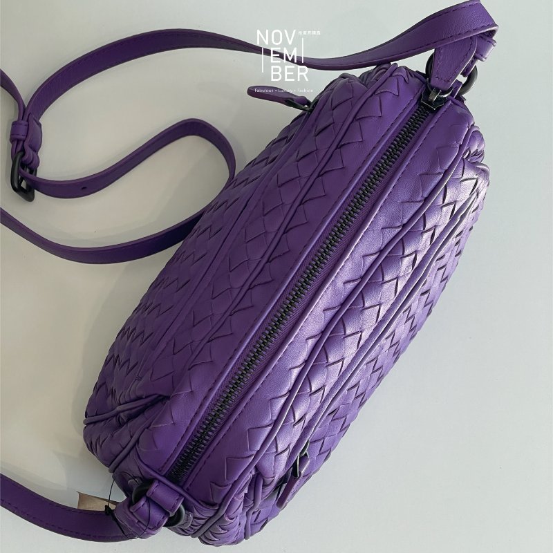 95新🩷 Bottega Veneta BV 紫色編織斜背包-11