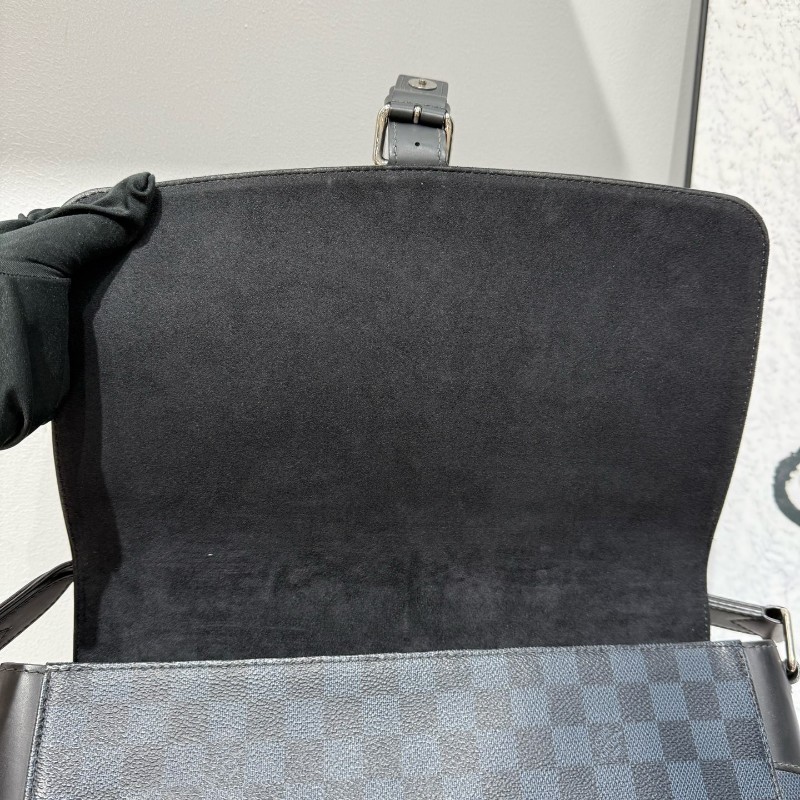 LV 路易威登 District 棋盤格 黑拼藍 男士郵差包 肩背包斜背包-16