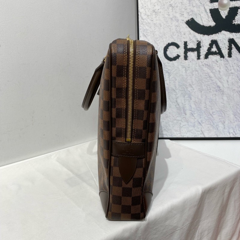 LV 路易威登 棕棋盤格手提包 電腦公事包 公文包 男士-1