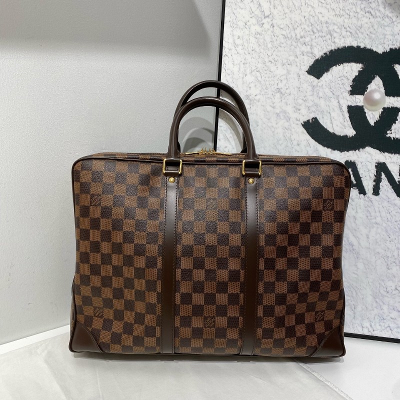 LV 路易威登 棕棋盤格手提包 電腦公事包 公文包 男士-2