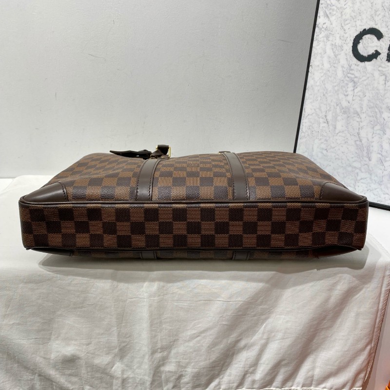 LV 路易威登 棕棋盤格手提包 電腦公事包 公文包 男士-4