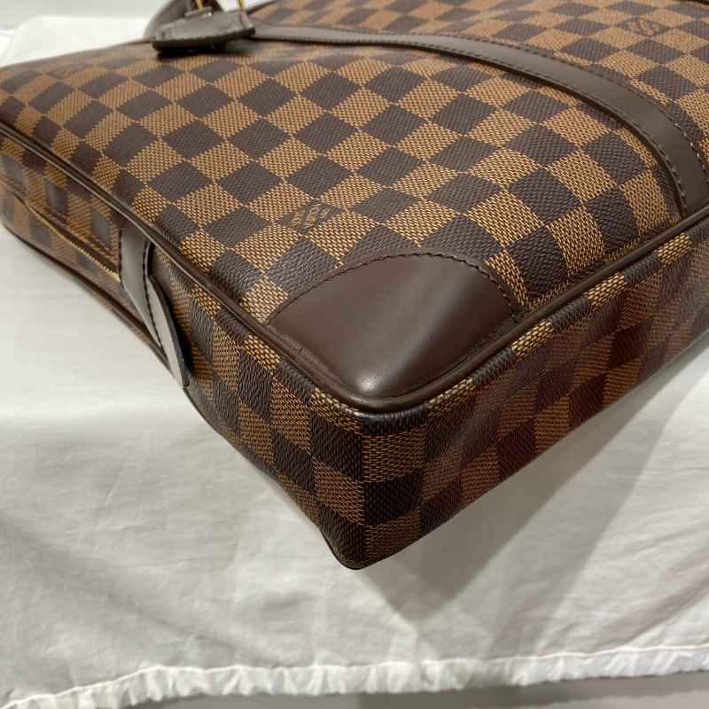 LV 路易威登 棕棋盤格手提包 電腦公事包 公文包 男士-9