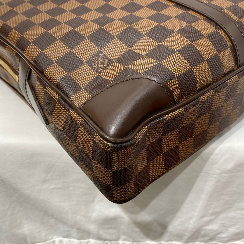 LV 路易威登 棕棋盤格手提包 電腦公事包 公文包 男士-11