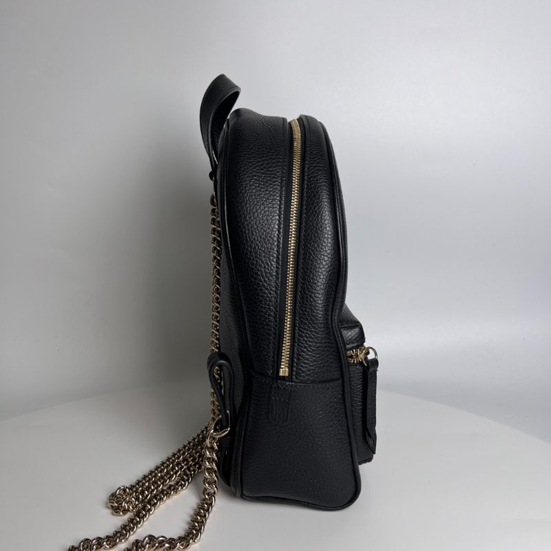 GUCCI 431570 黑色皮革SOHO銀鍊背包-2