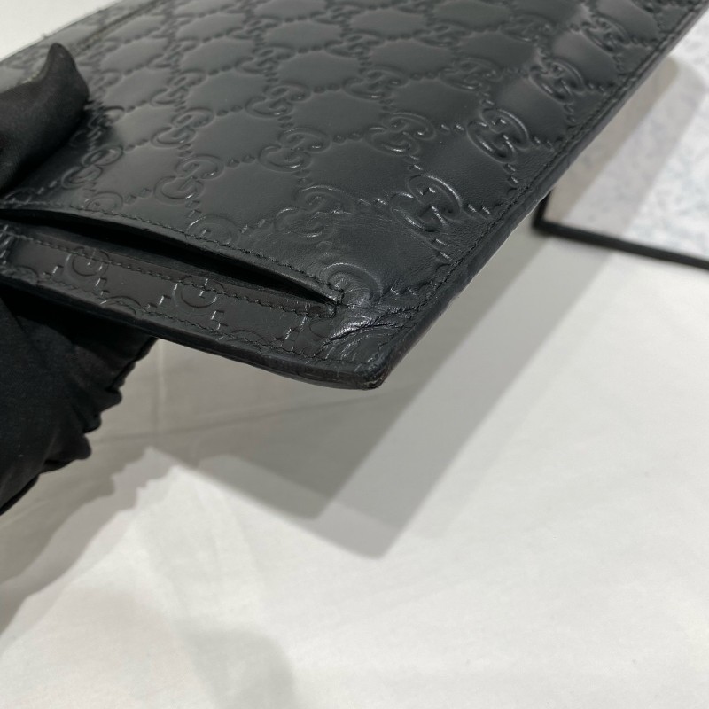 全套🤩Gucci 古馳 全皮燙印logo 黑色 男士手拿包 🈶購鉦-6