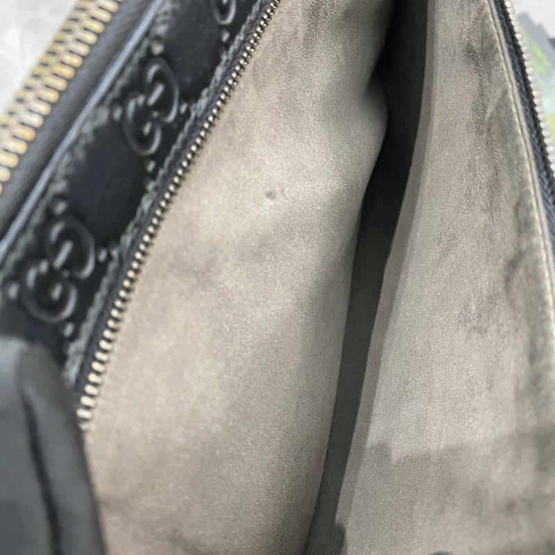 全套🤩Gucci 古馳 全皮燙印logo 黑色 男士手拿包 🈶購鉦-8