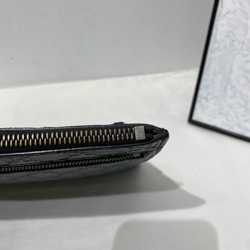 全套🤩Gucci 古馳 全皮燙印logo 黑色 男士手拿包 🈶購鉦-10