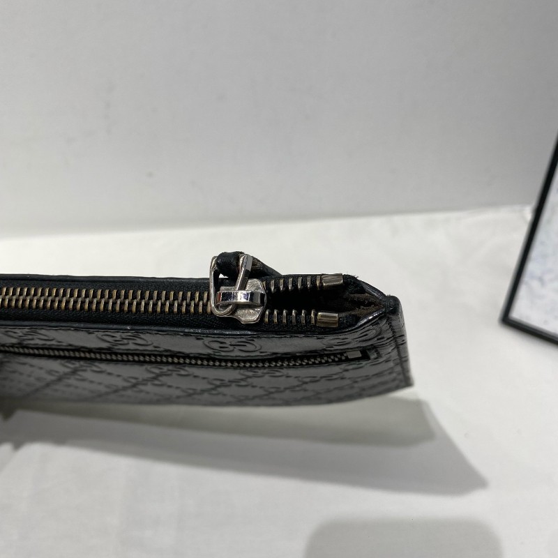 全套🤩Gucci 古馳 全皮燙印logo 黑色 男士手拿包 🈶購鉦-11