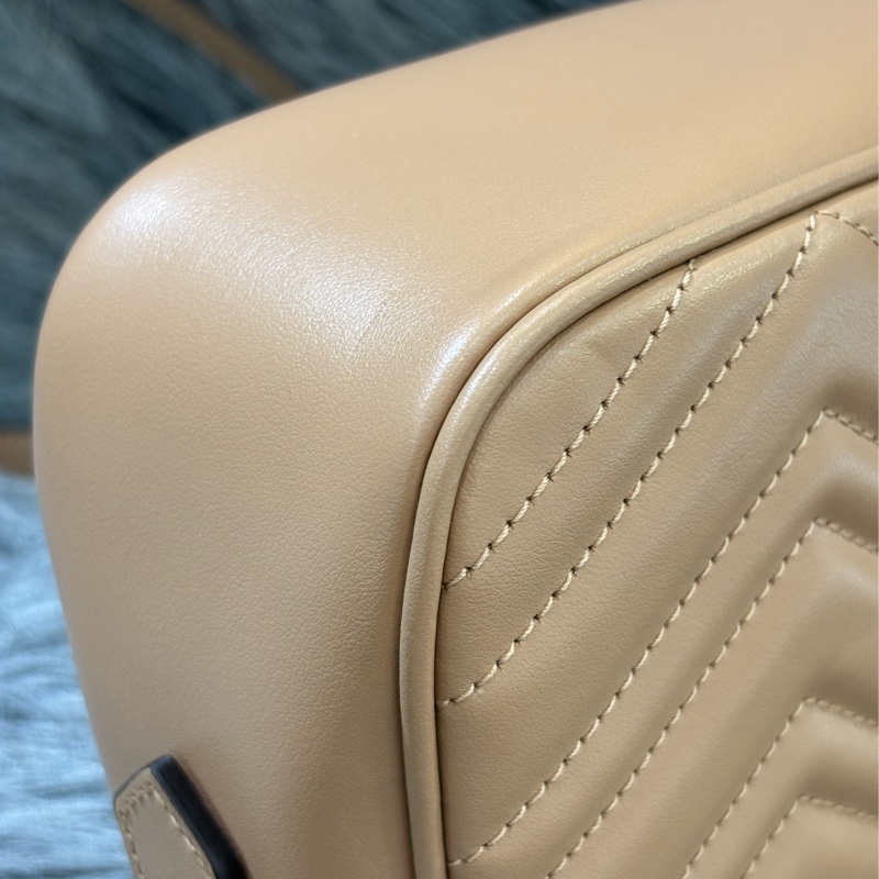 GUCCI 447632 MARMONT GG 奶茶色牛皮奶茶鍊 肩背包斜背包相機包拉鍊包-17