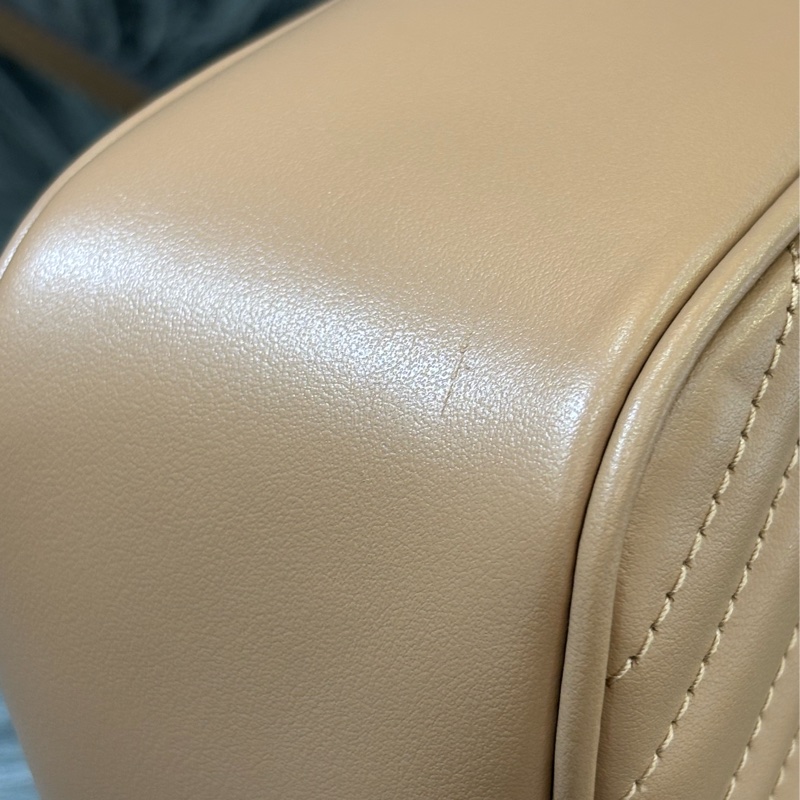 GUCCI 447632 MARMONT GG 奶茶色牛皮奶茶鍊 肩背包斜背包相機包拉鍊包-18