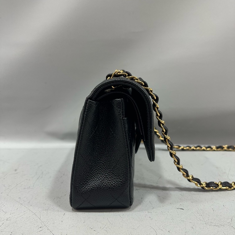 Chanel A01113 黑荔枝皮金釦CF 23-3
