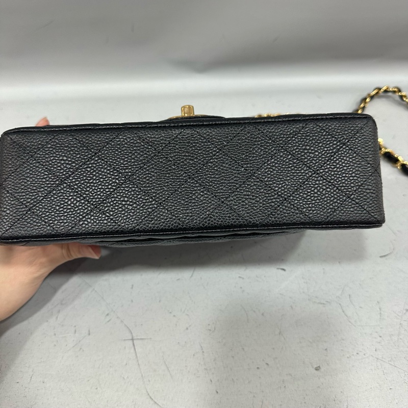 Chanel A01113 黑荔枝皮金釦CF 23-4