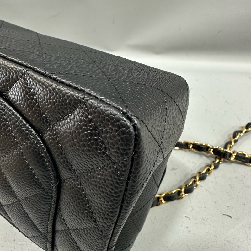 Chanel A01113 黑荔枝皮金釦CF 23-6