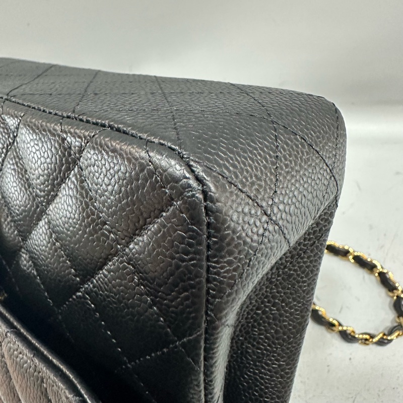 Chanel A01113 黑荔枝皮金釦CF 23-8