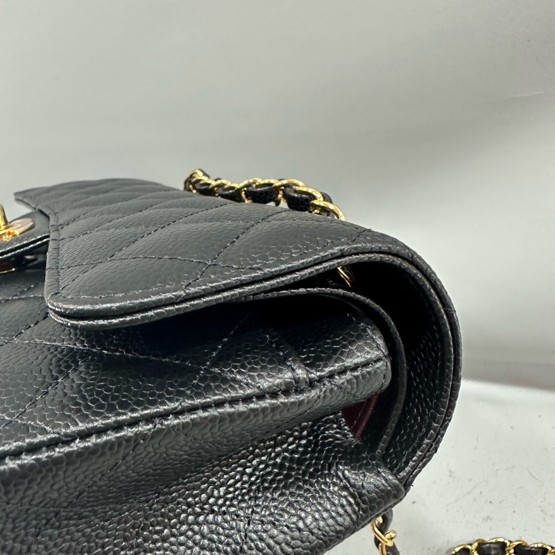 Chanel A01113 黑荔枝皮金釦CF 23-9