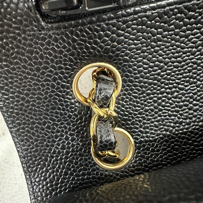 Chanel A01113 黑荔枝皮金釦CF 23-22