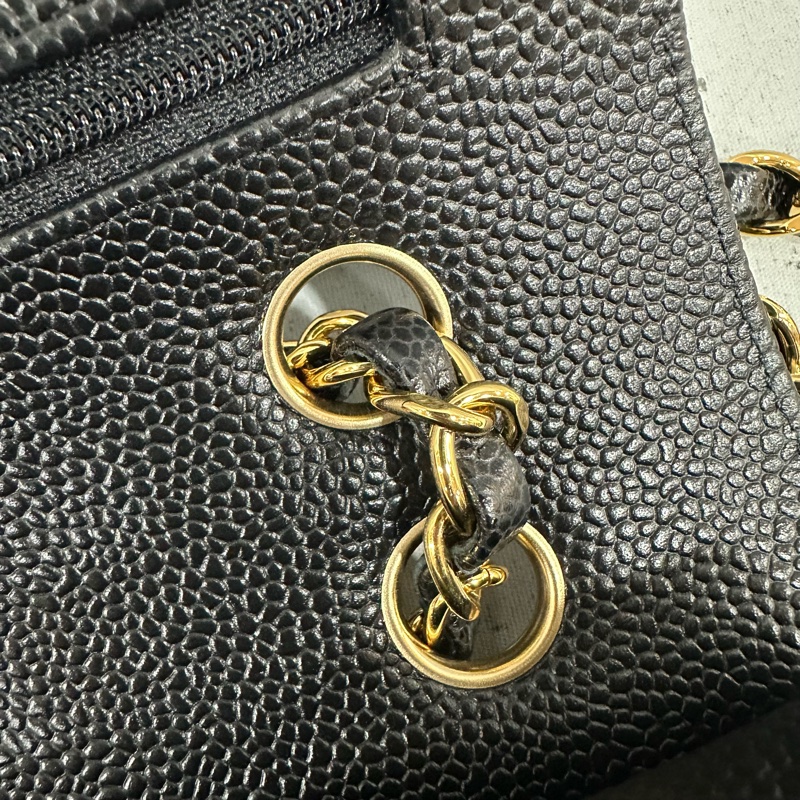 Chanel A01113 黑荔枝皮金釦CF 23-23