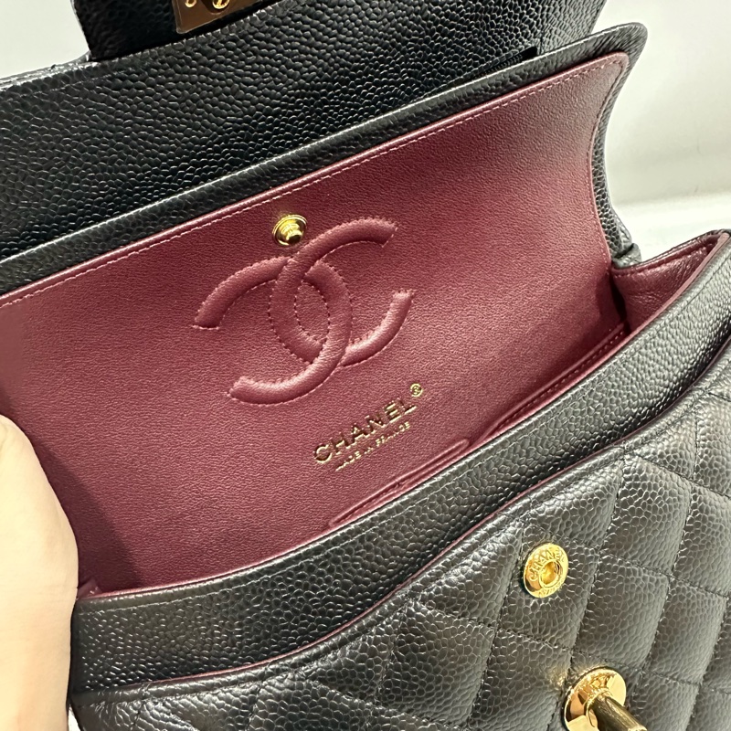 Chanel A01113 黑荔枝皮金釦CF 23-34