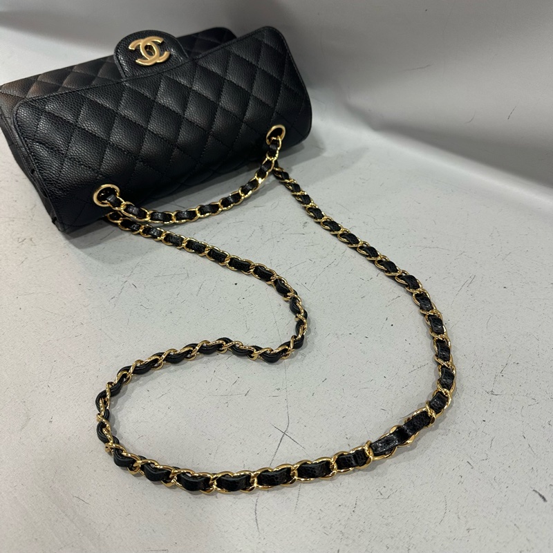 Chanel A01113 黑荔枝皮金釦CF 23-39