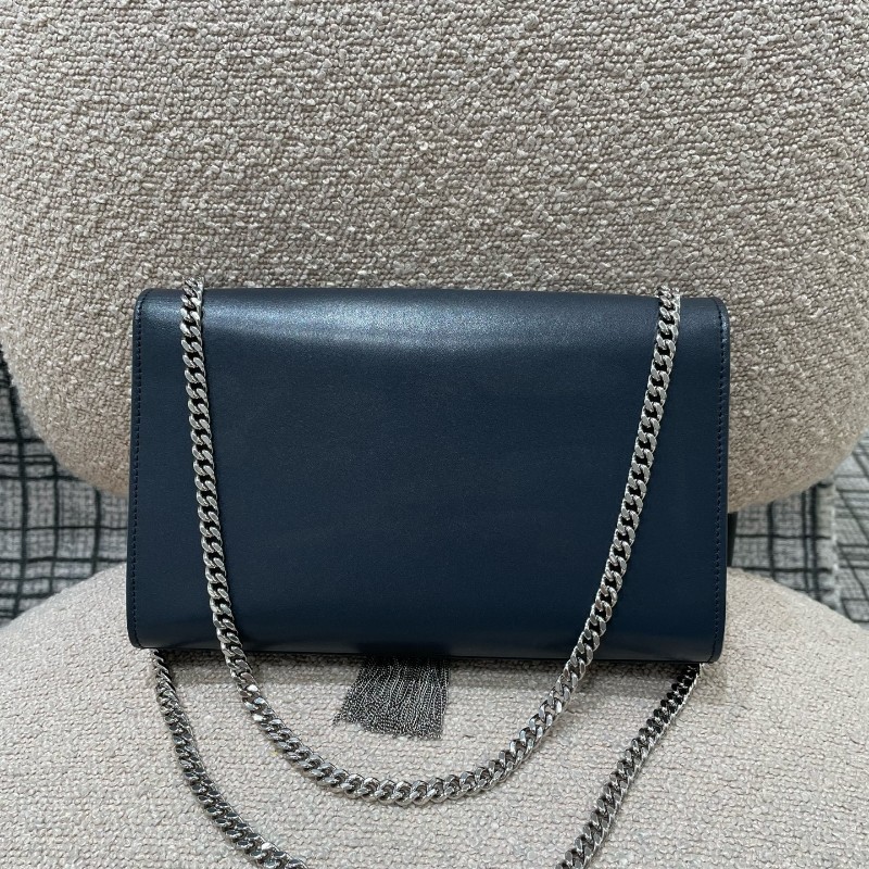YSL 灰銀流蘇 肩背包 斜背包 Kate-1