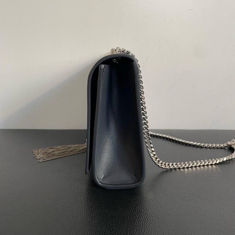 YSL 灰銀流蘇 肩背包 斜背包 Kate-8