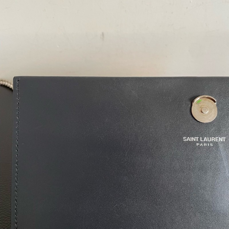 YSL 灰銀流蘇 肩背包 斜背包 Kate-14