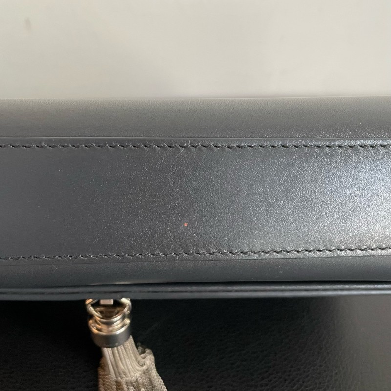 YSL 灰銀流蘇 肩背包 斜背包 Kate-17