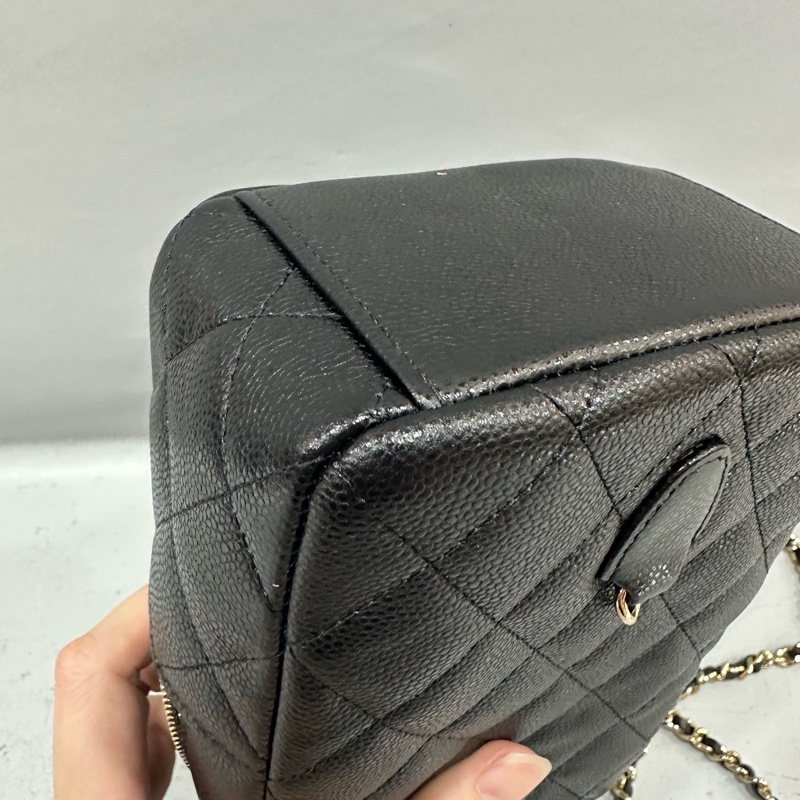 Chanel AP3753 黑荔枝皮淡金釦mini 24c-7