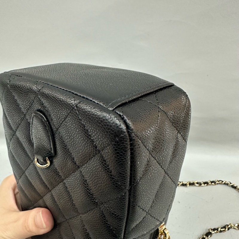 Chanel AP3753 黑荔枝皮淡金釦mini 24c-8