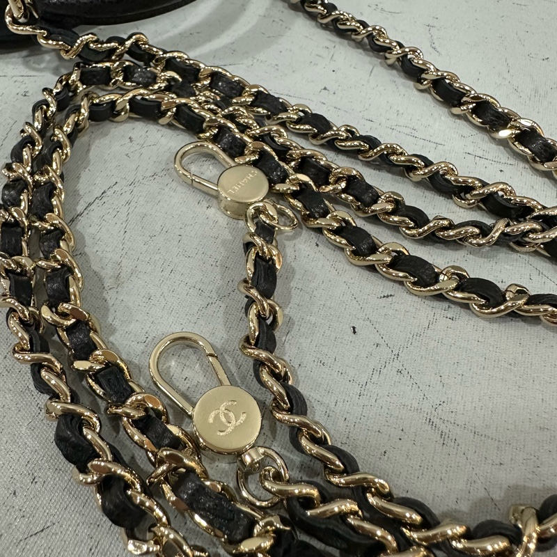 Chanel AP3753 黑荔枝皮淡金釦mini 24c-25