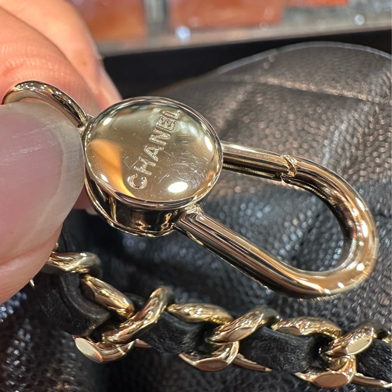 Chanel AP3753 黑荔枝皮淡金釦mini 24c-27