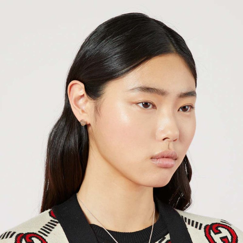 GUCCI TRADEMARK 心型商標耳環 925純銀 古馳-2