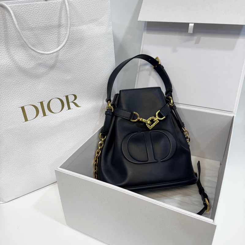 DIOR黑金牛皮cest Dior手提側背水桶包M2271UBHA-0