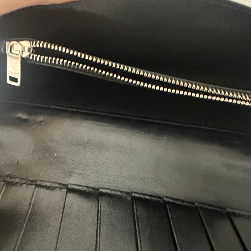 YSL 黑銀拉鏈長夾-5