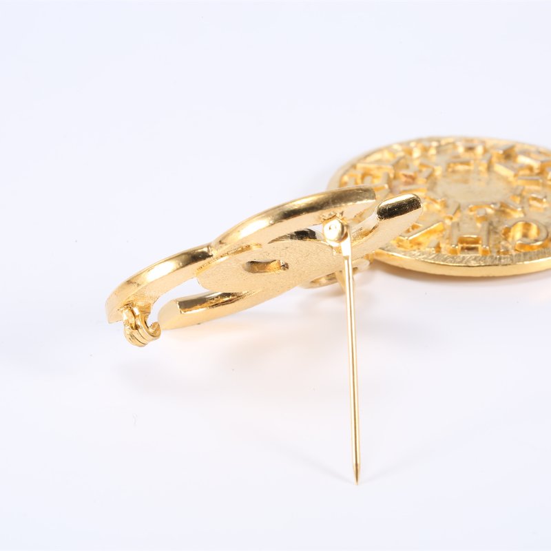 中古浮雕字母金幣吊墜胸針合金-4