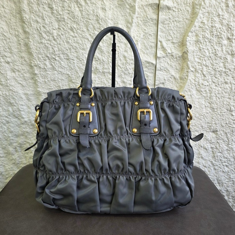 Prada 灰金降落傘布面手提肩背包-3