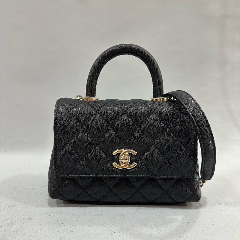 Chanel As2215 黑荔枝皮金鏈mini coco handle 18-0