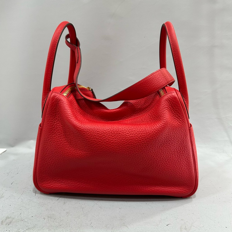 Hermes 紅皮金釦lindy 30 TC皮 D刻-2