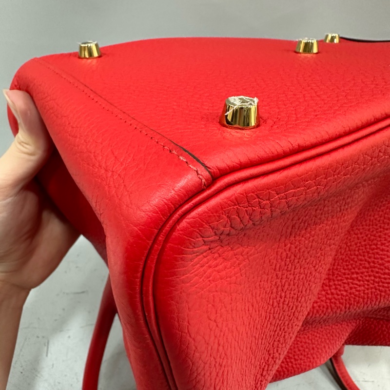 Hermes 紅皮金釦lindy 30 TC皮 D刻-10