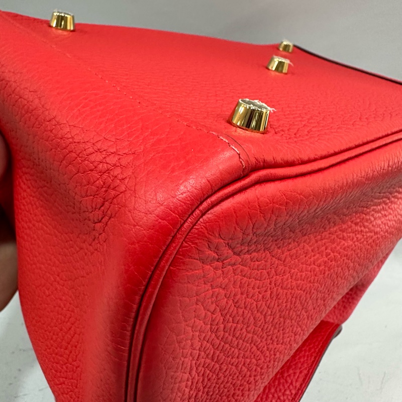 Hermes 紅皮金釦lindy 30 TC皮 D刻-12
