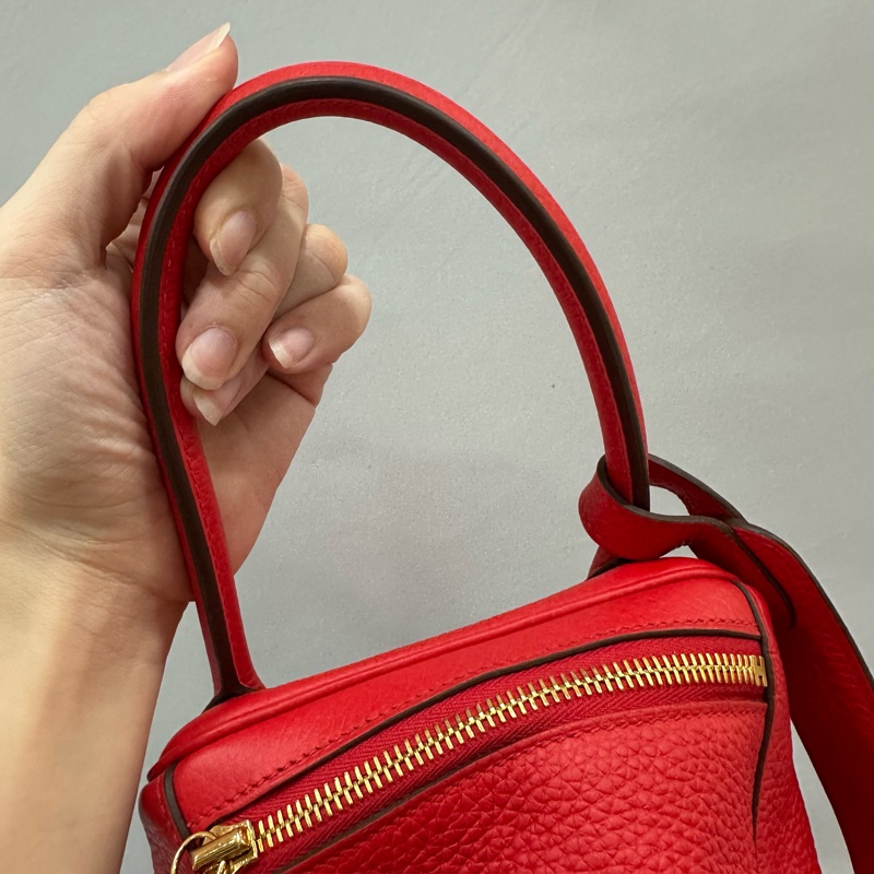 Hermes 紅皮金釦lindy 30 TC皮 D刻-22