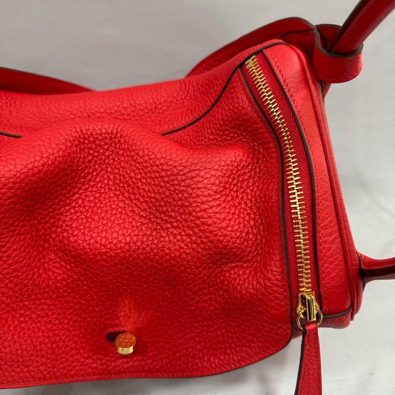 Hermes 紅皮金釦lindy 30 TC皮 D刻-35