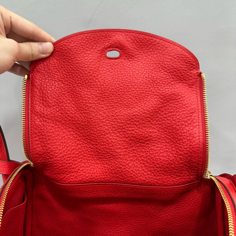 Hermes 紅皮金釦lindy 30 TC皮 D刻-36