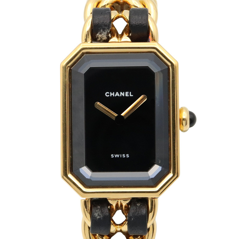CHANEL Premiere M 手錶,GP(鍍金),皮革,女士,黑色,H0001-0